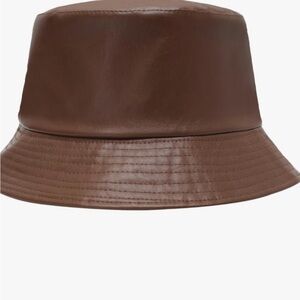Brown Vegan Leather Reversible Bucket Hat